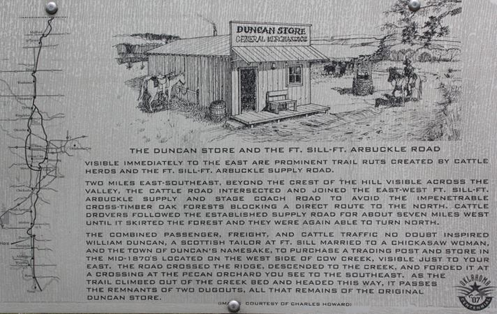 Oklahoma State Historical Land Marker East of Duncan