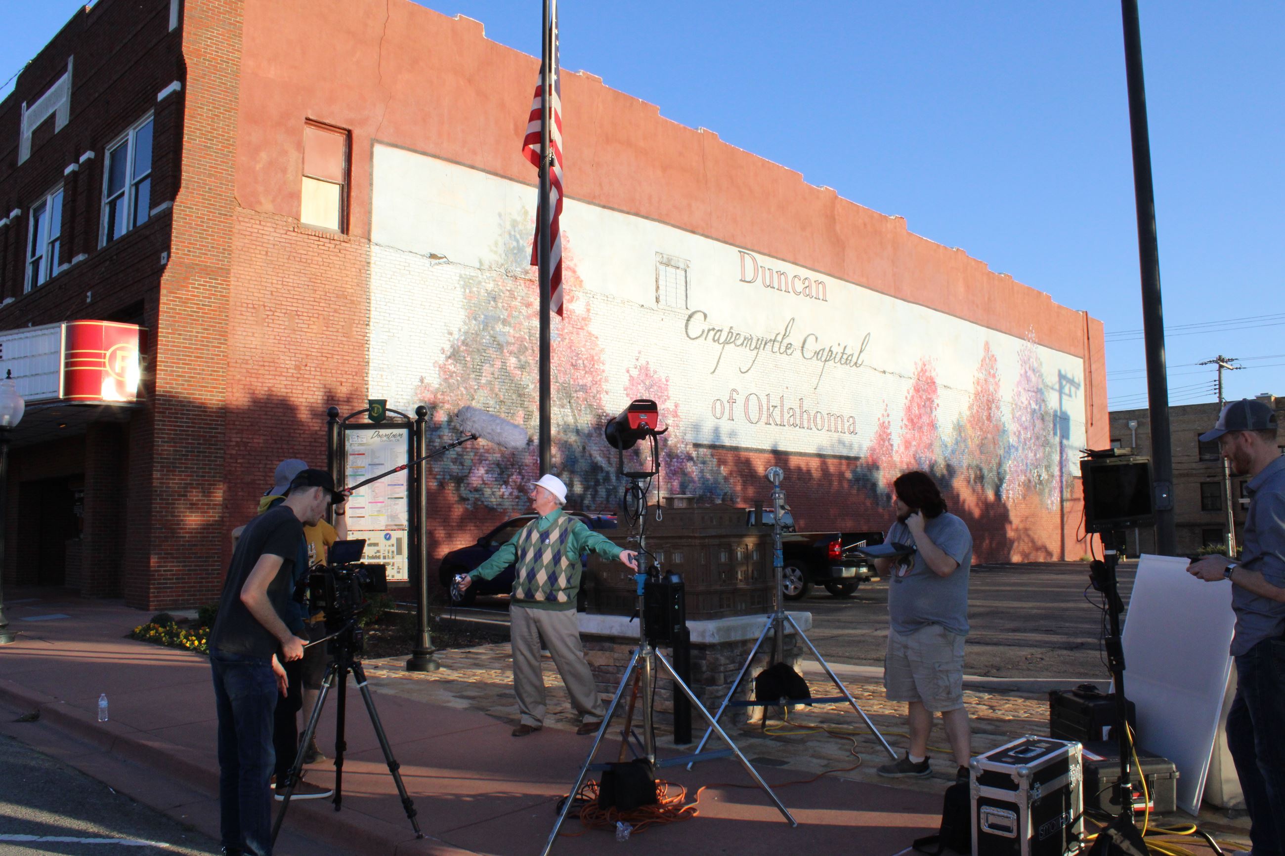 One more time- cast and crew at Palace Theatre on Main Street Duncan