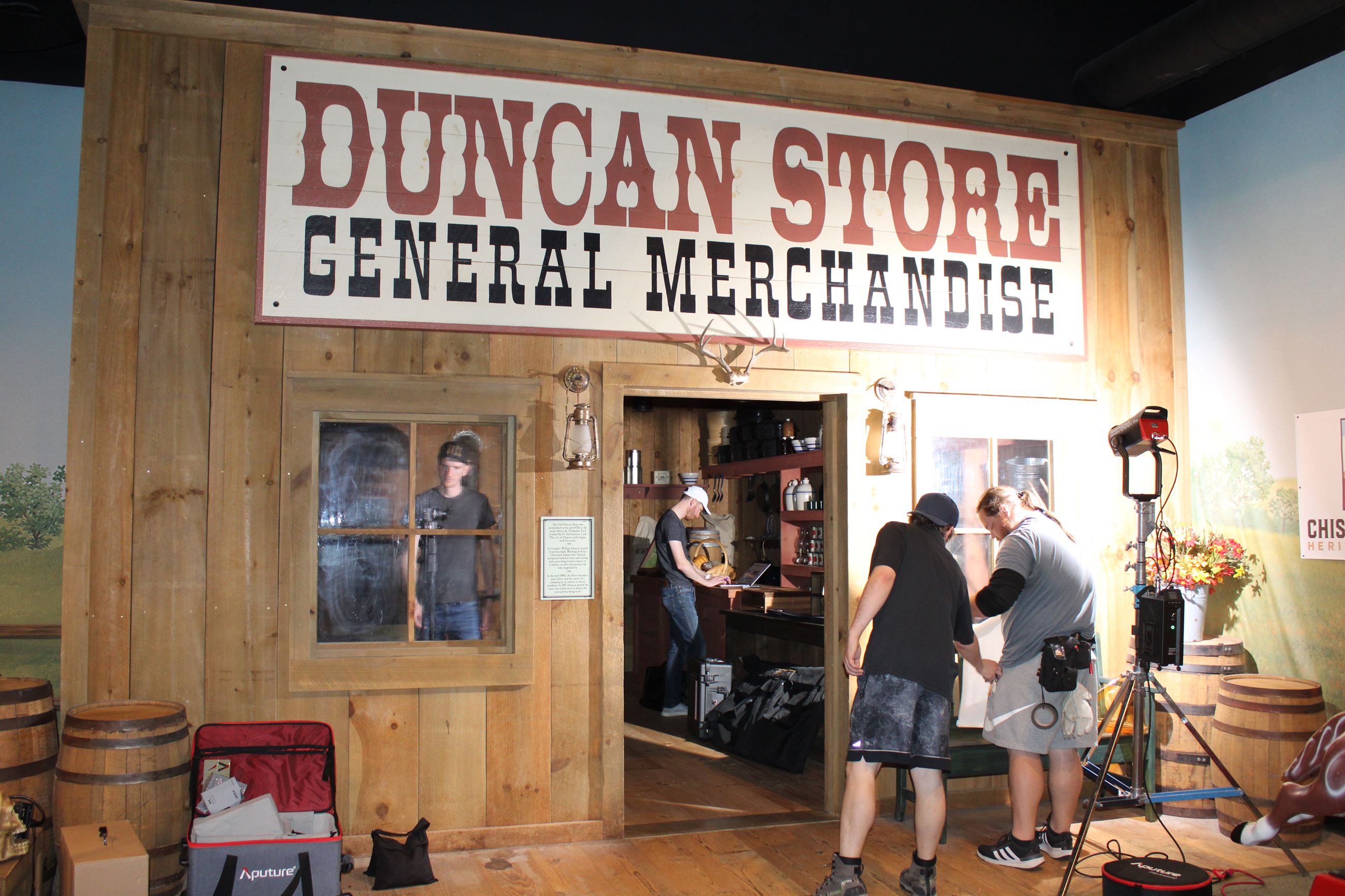 Setting up in the Duncan General Store at Chisholm Trail Heritage Center